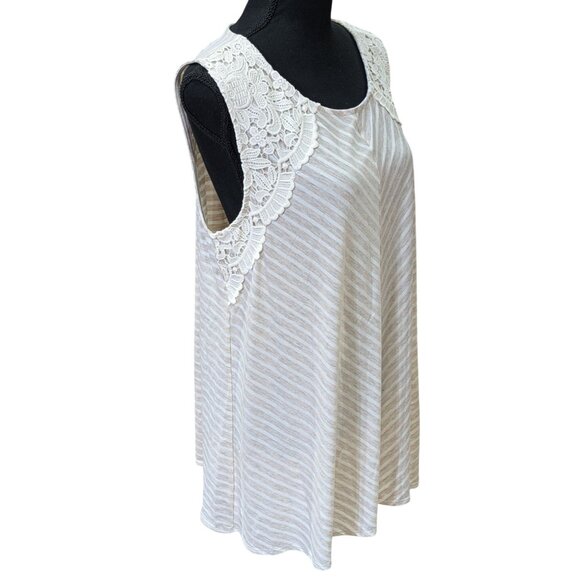 Style & Co Womens XL Island Getaway Rail Stripe Sleeveless Tunic With Lace Yoke - Picture 4 of 9